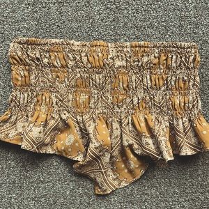 Gold Bandana Print Triangle Strapless Crop Top